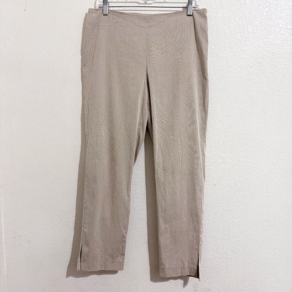 Brunello Cucinelli Slim Straight Leg Trouser Pants in Cream & Tan Brown Stripe